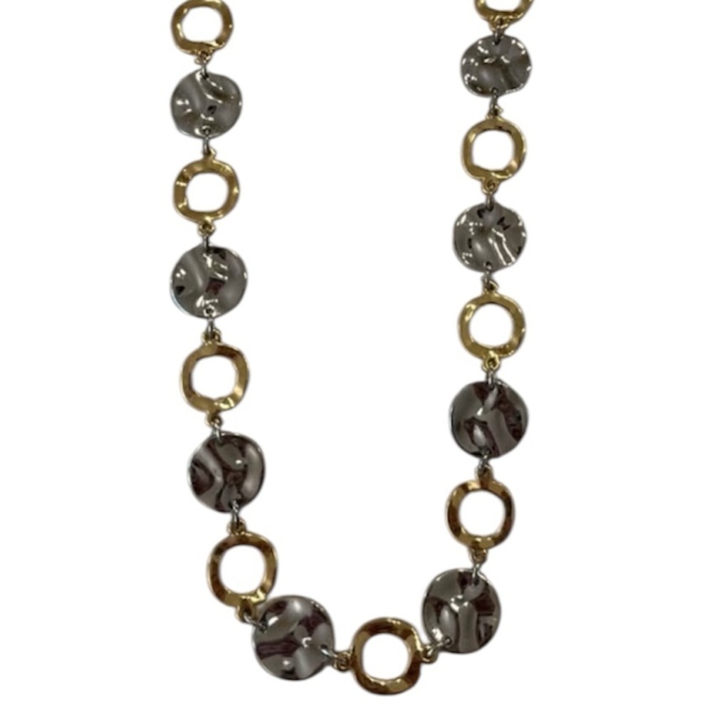 Gold and silver tone chunky necklace. “s” logo